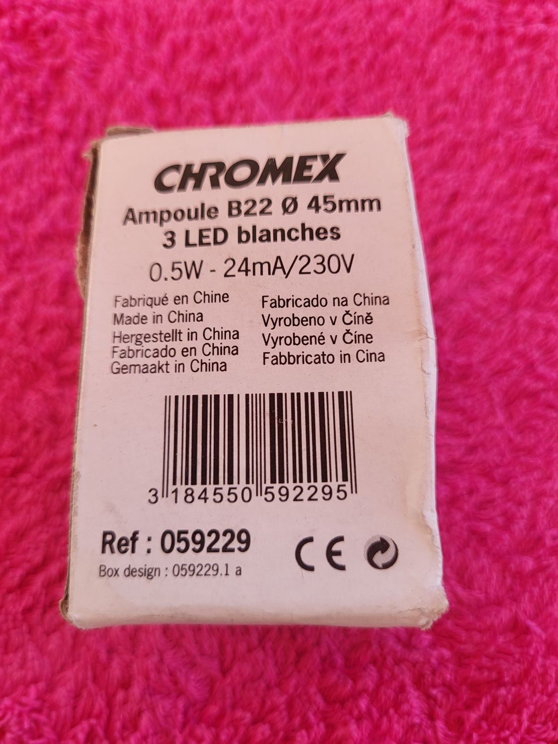 CHROMEX LED 230V 0.5W B22 DIAMÈTRE 45MM