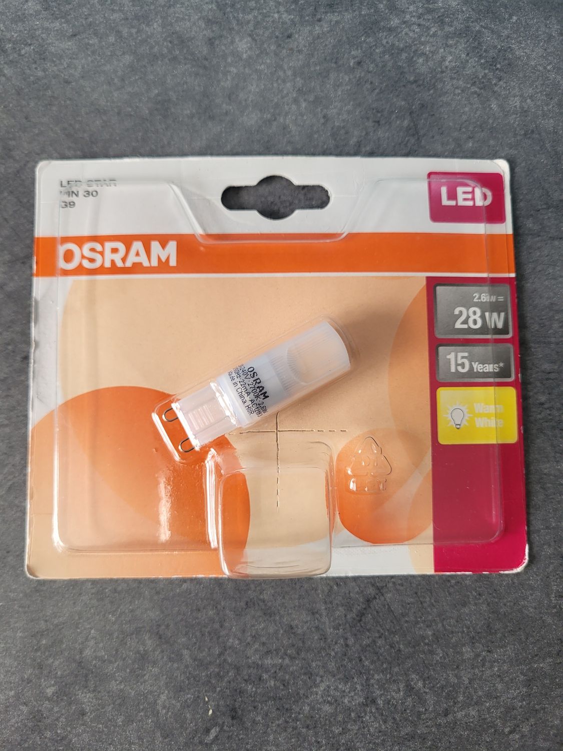 OSRAM LED STAR PIN 30 G9 2.6W=28W 2700K