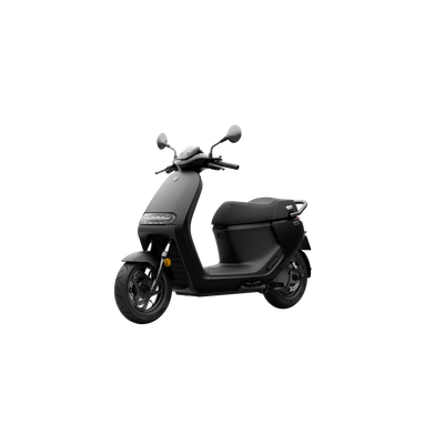 Vue latéral du scooter électrique segway e150 s de couleur noir brillant