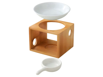 Wooden diffuser with ceramic dish for essential oils and wax melts