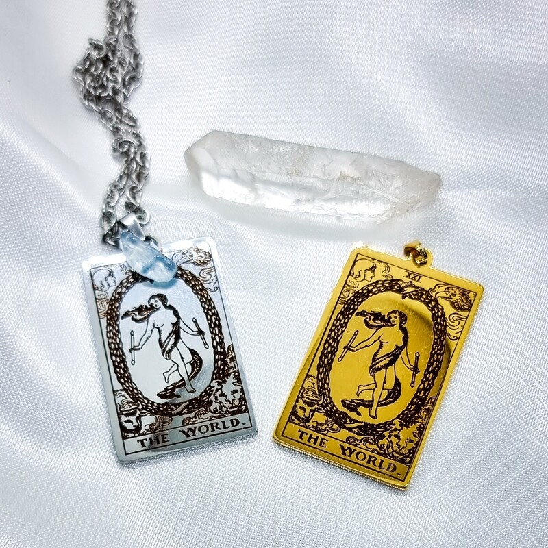 Necklace with Tarot and Crystal Chip