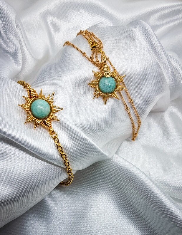 SET Necklace + Bracelet &quot;SUN&quot; - Choose Stone