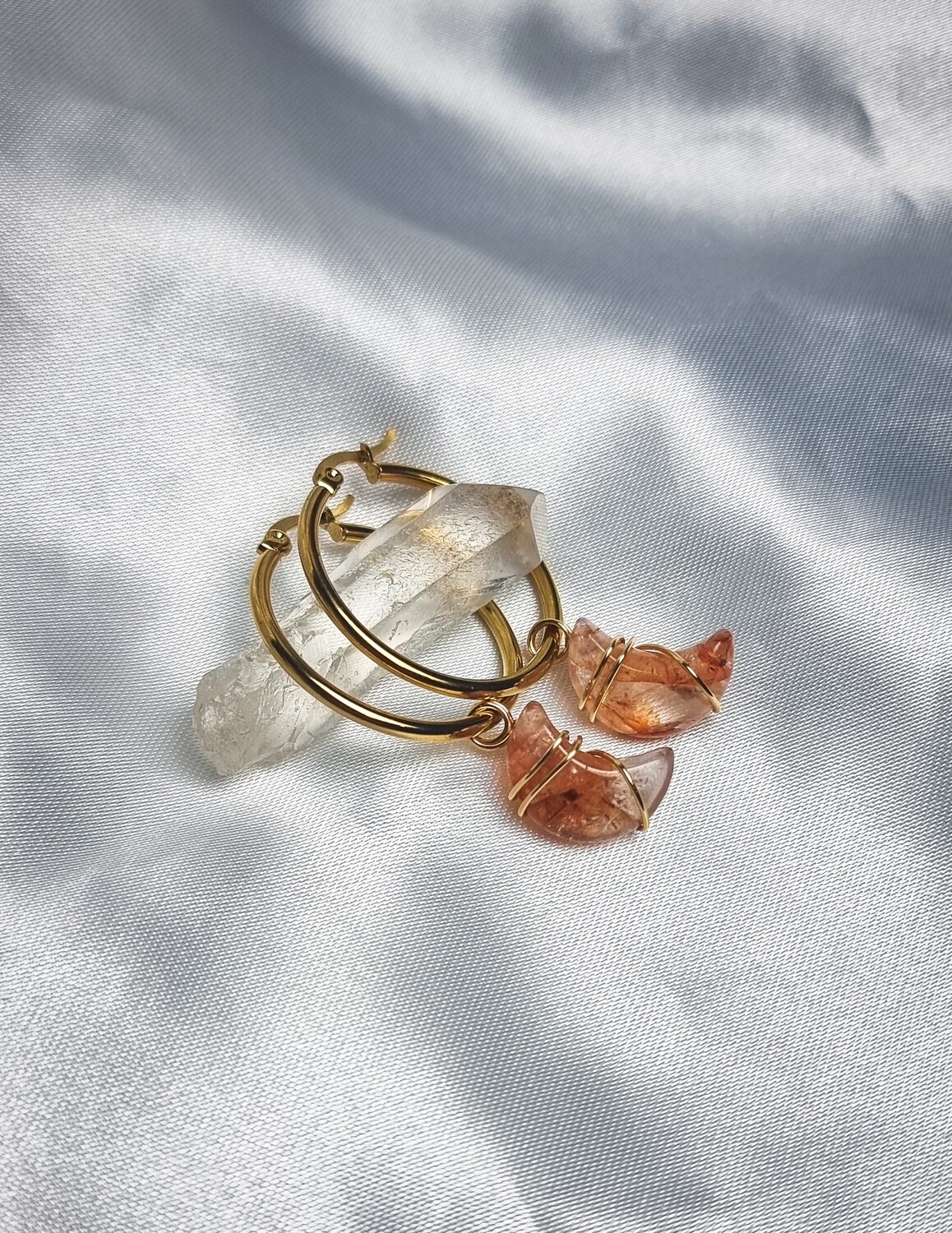 Earrings &quot;MOON&quot; in Fire Quartz