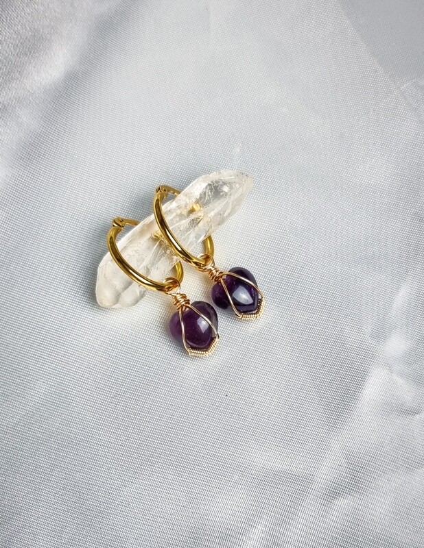 Earrings &quot;MINI HEART&quot; in Amethyst