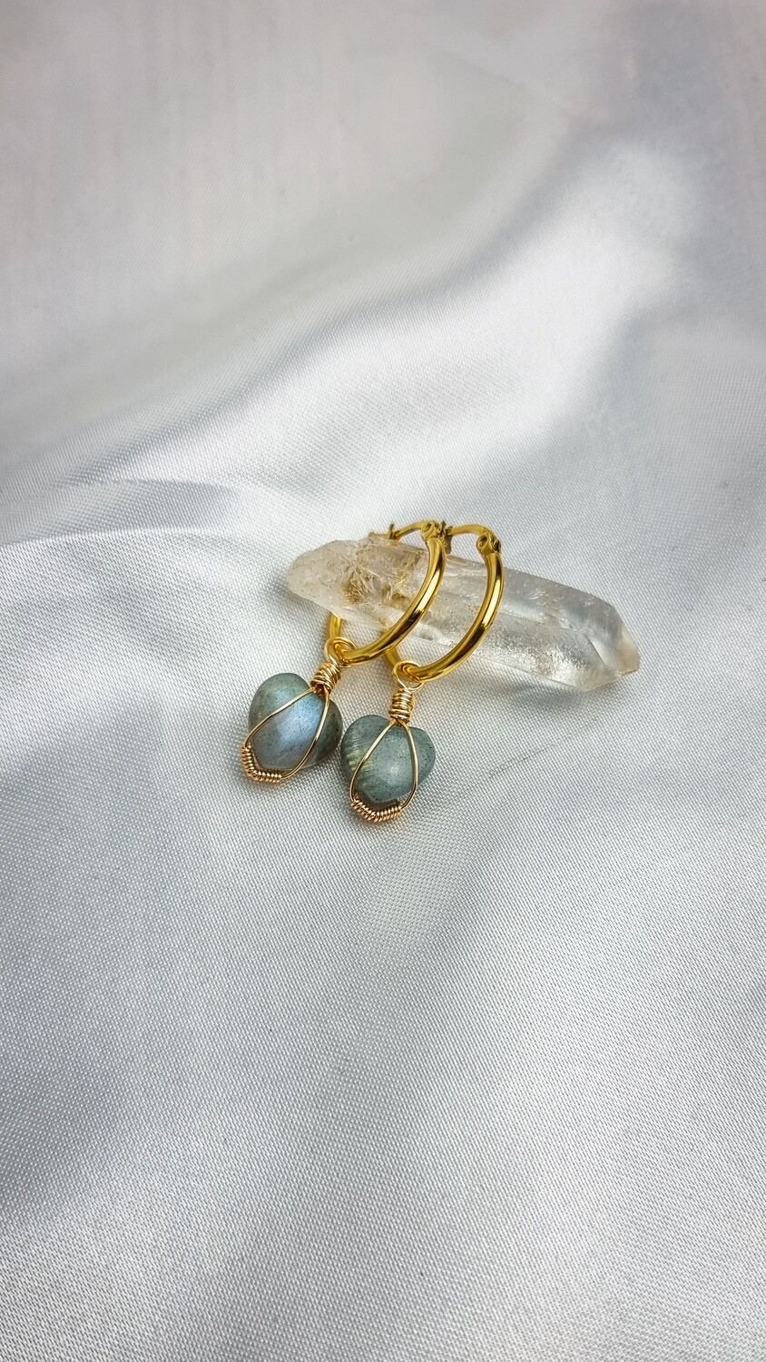 Earrings &quot;MINI HEART&quot; in Labradorite (1,2cm)