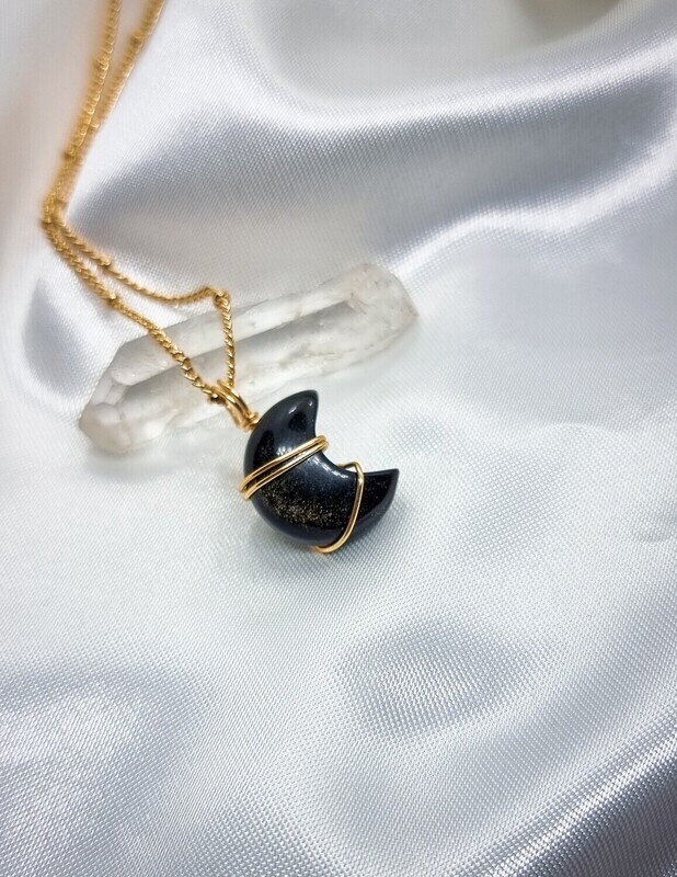 Necklace &quot;MOON&quot; (2cm) - Choose Stone