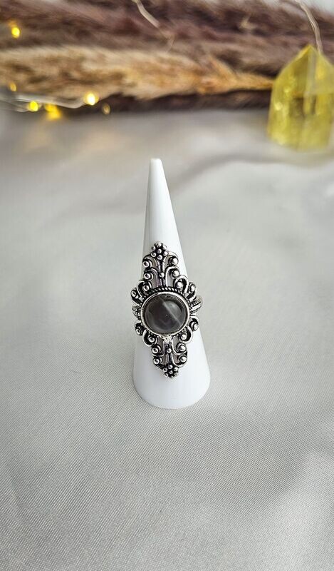 Anello Donna Argento 925 Con Pietra Lunare Ovale, Corniola, Onice E Lapislazzuli - Fatto A Mano - Taglia 23