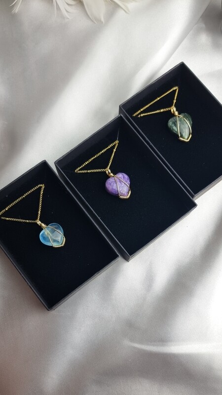 Necklace &quot;HEART&quot; in Ocean Jasper (2cm)