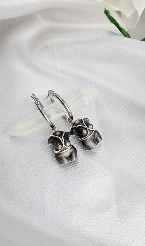 Earrings &quot;BODY&quot; in Silver Obsidian