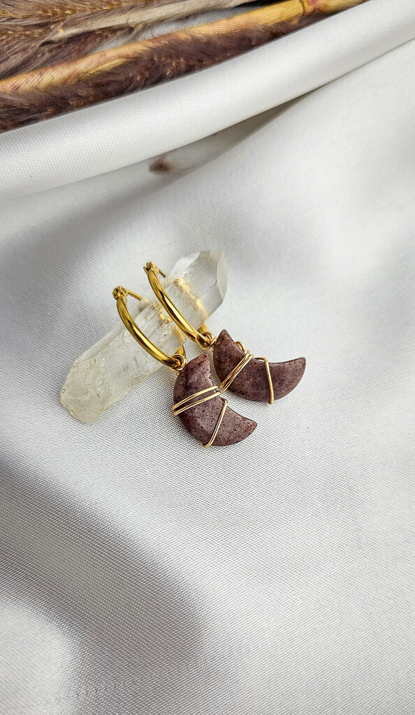 Earrings &quot;MOON&quot; in Ocean Jasper