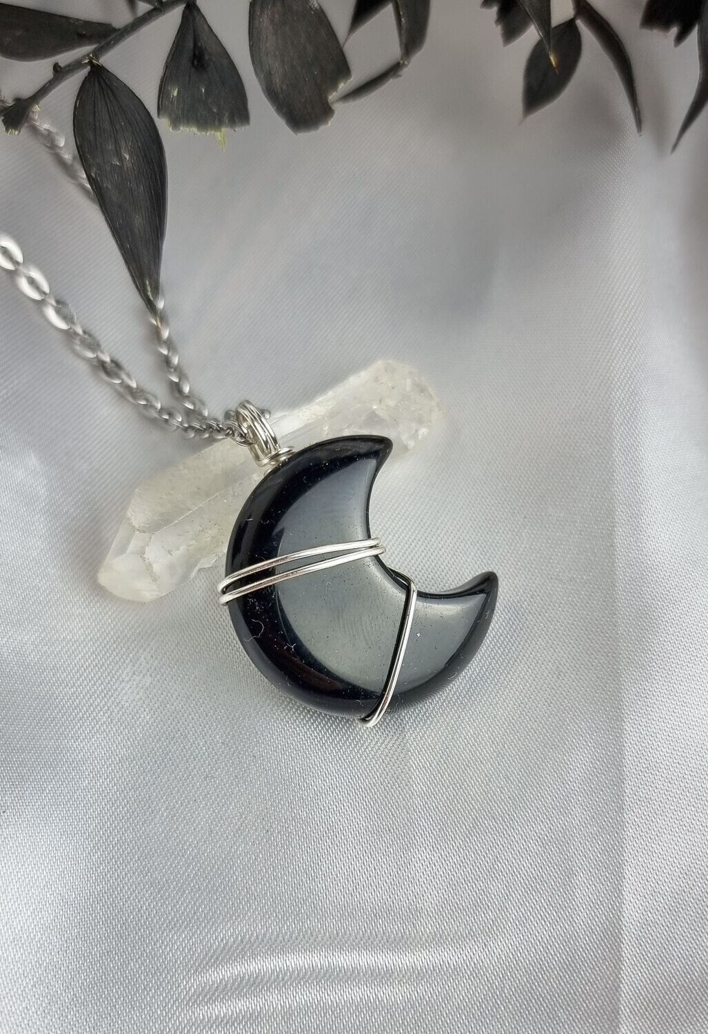 Necklace &quot; BIG MOON&quot; (2,8cm) - Choose Stone