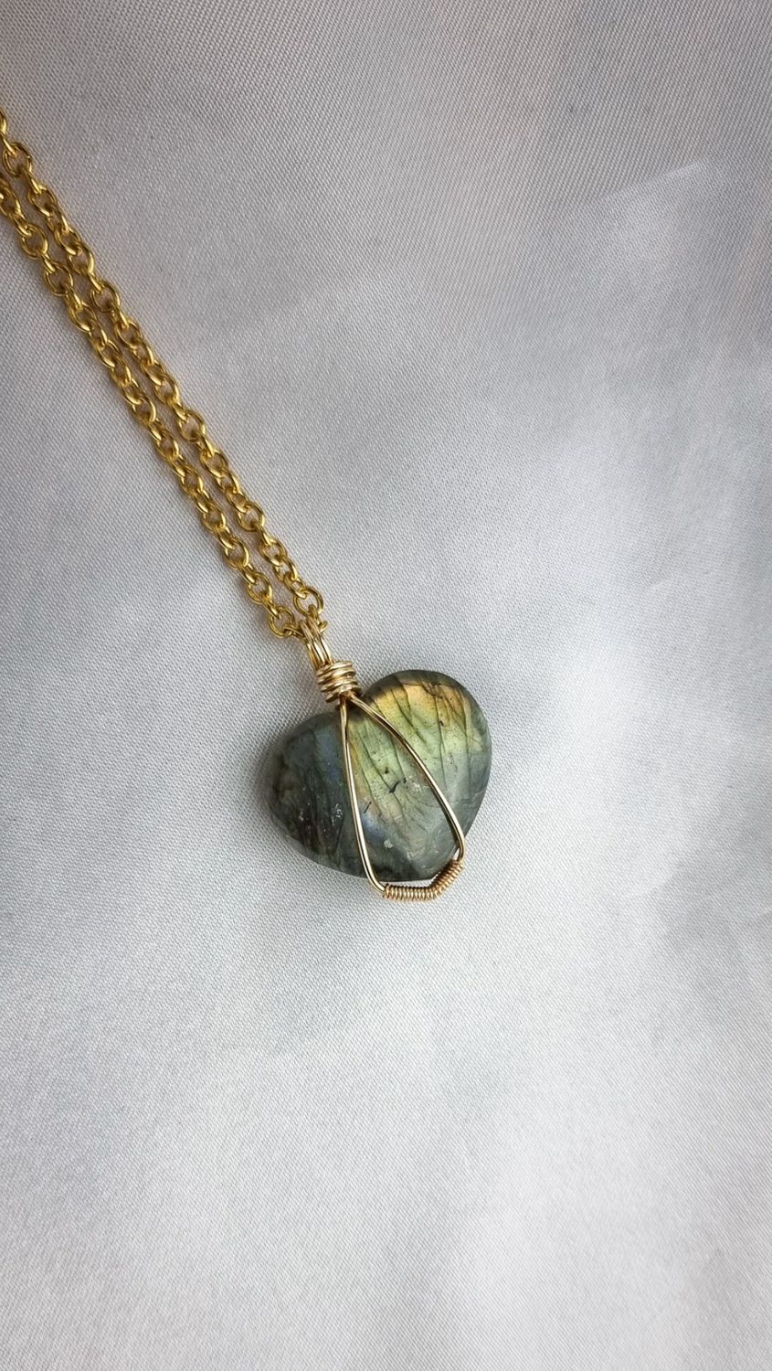 Necklace &quot;BIG HEART&quot; (2,5cm) - Choose Stone