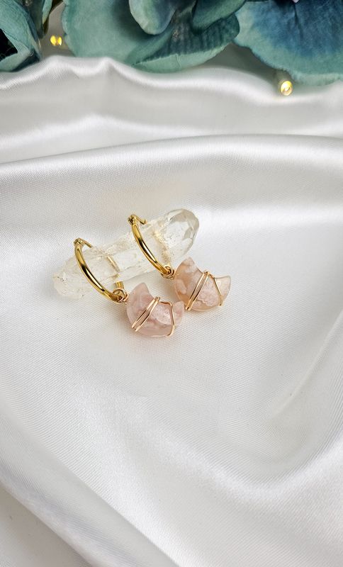 Earrings &quot;MOON&quot; in Flower Agate