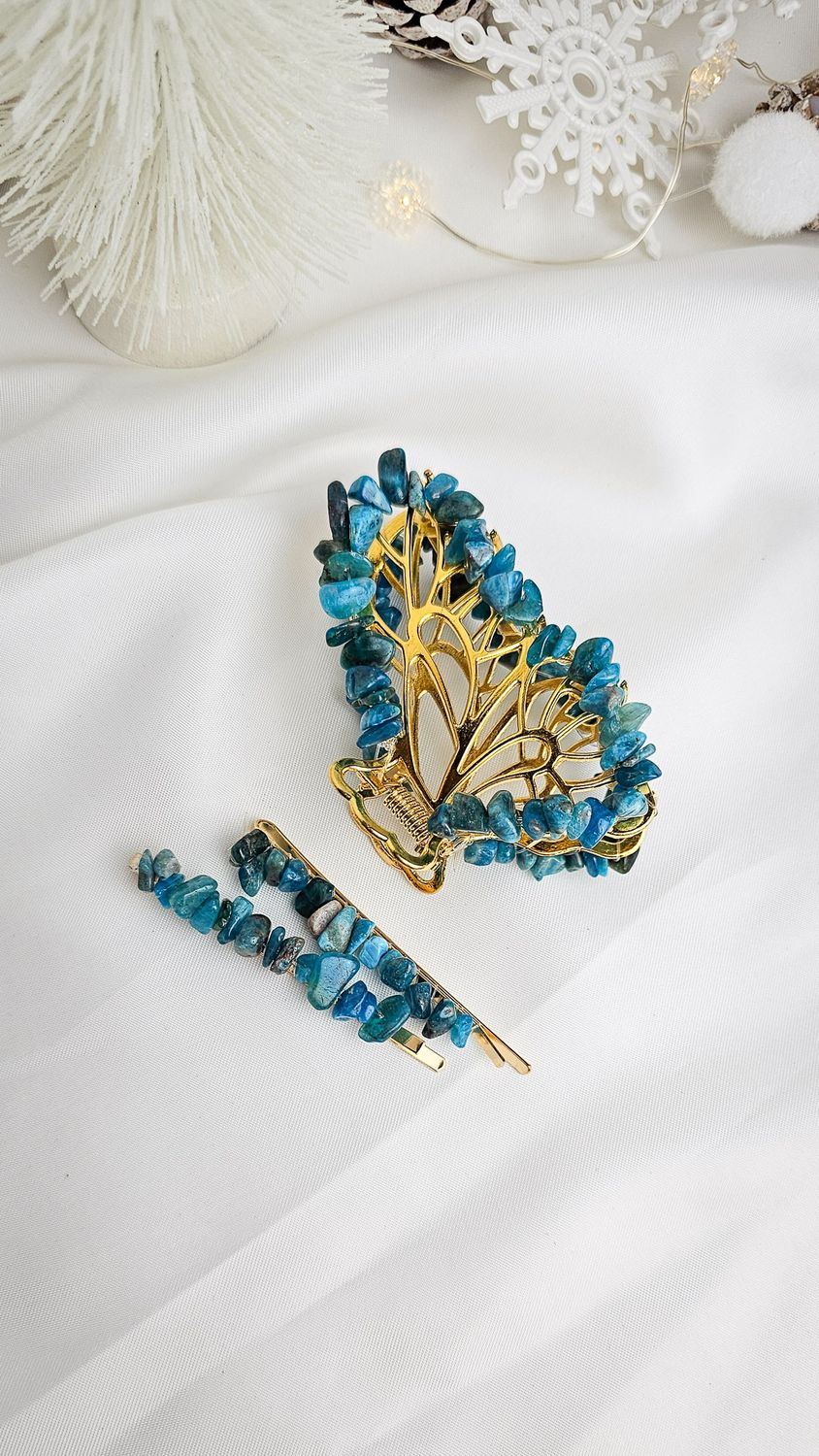 Set &quot;GOLD HAIR BOX&quot; -  Hairpins + Butterfly Hairclip