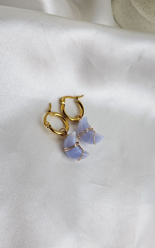 Earrings &quot;MOON&quot; in Blue Lace Agate