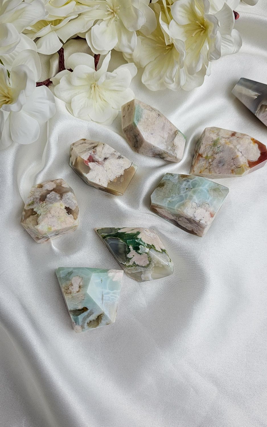 Green Flower Agate Freeform