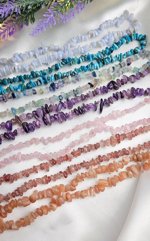 Necklace with Chips - (Choose Stone)