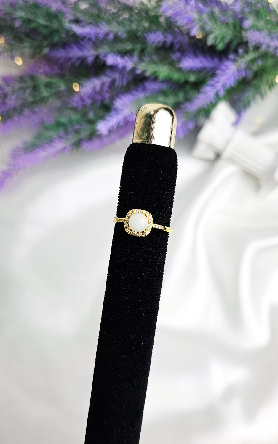 Adjustable Golden Ring in Opal (FROM SIZE 14)