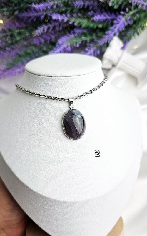 Necklace with Grey Botswana Agate n.2