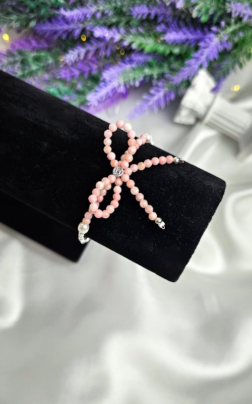 Bracelet with Bow in Pink Opal