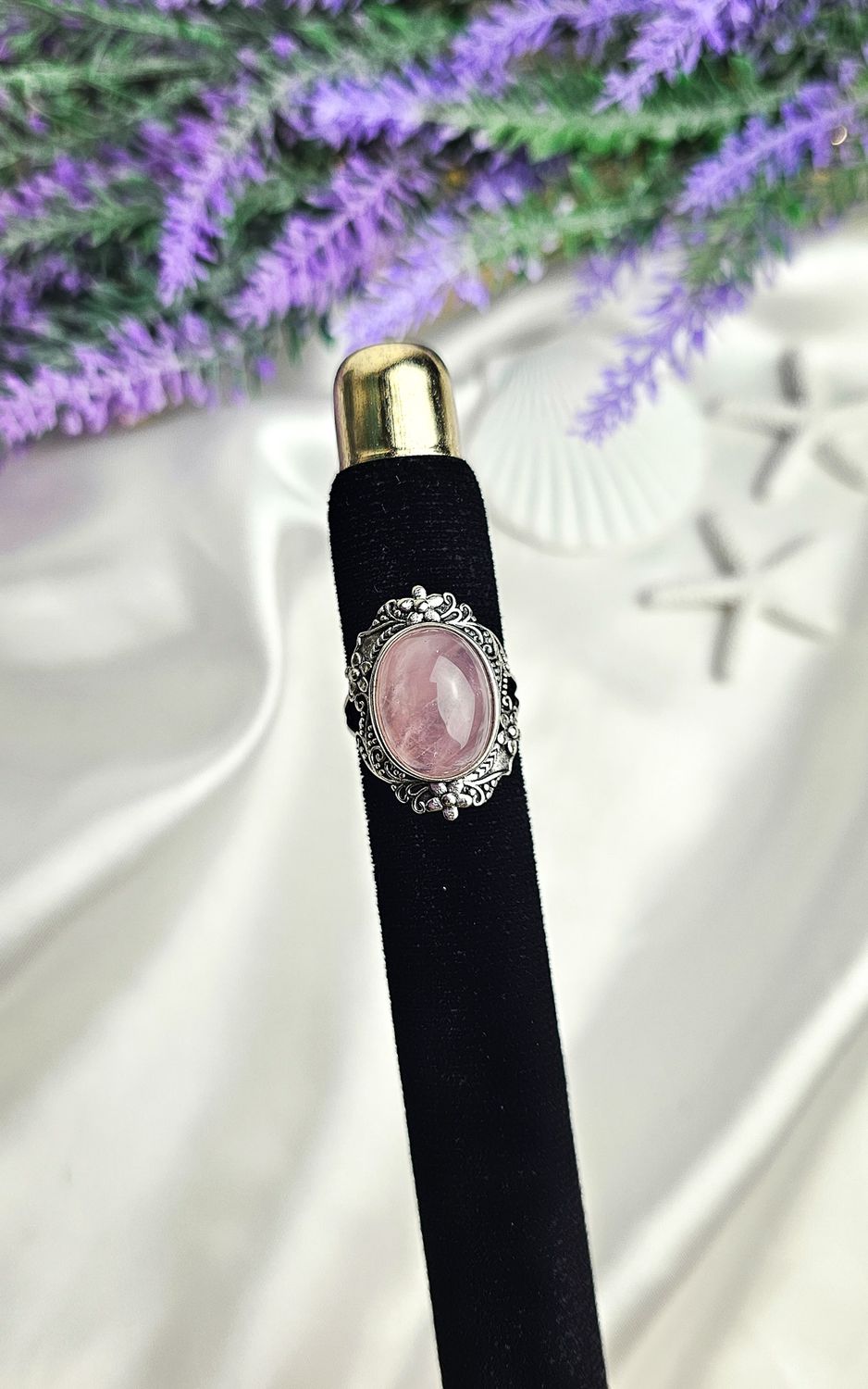 Adjustable Boho Ring in Rose Quartz (FROM SIZE 12)