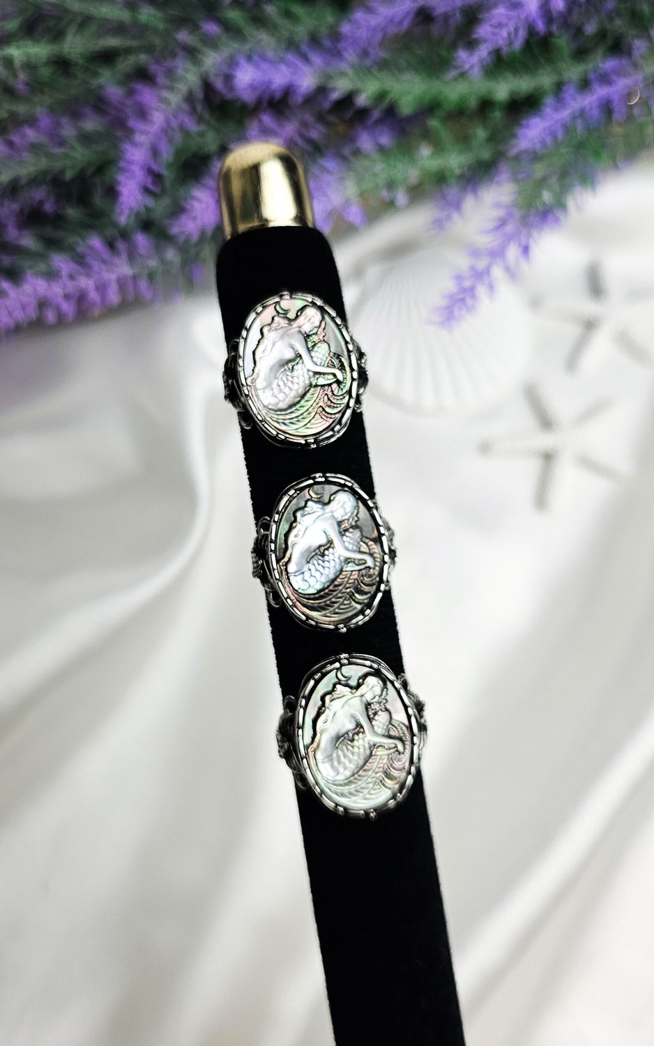 Adjustable Ring with Mermaid in Abalone (FROM SIZE 14)