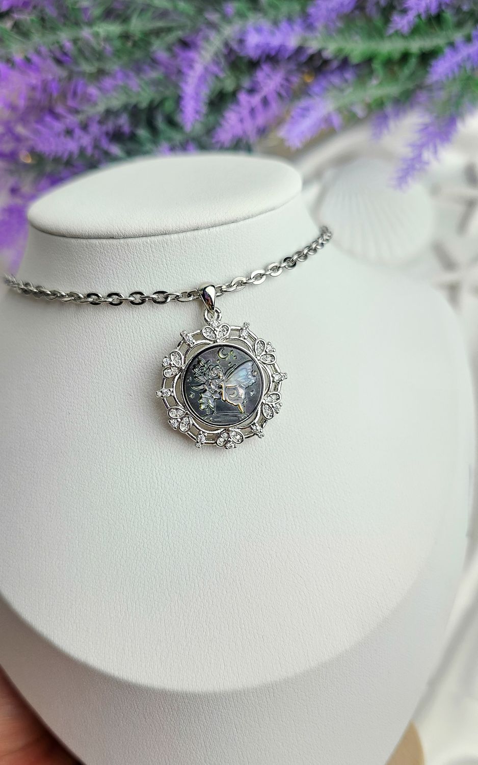 Necklace with Moth in Abalone