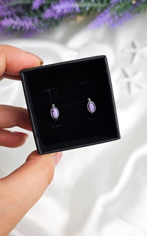 Hoop Earrings in Charoite
