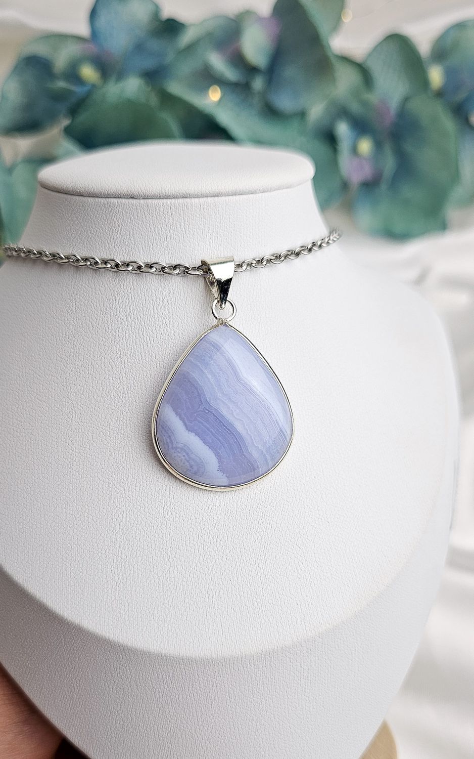 Indian Necklace in Blue Lace Agate n.1