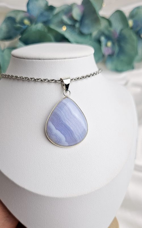 Indian Necklace in Blue Lace Agate n.1