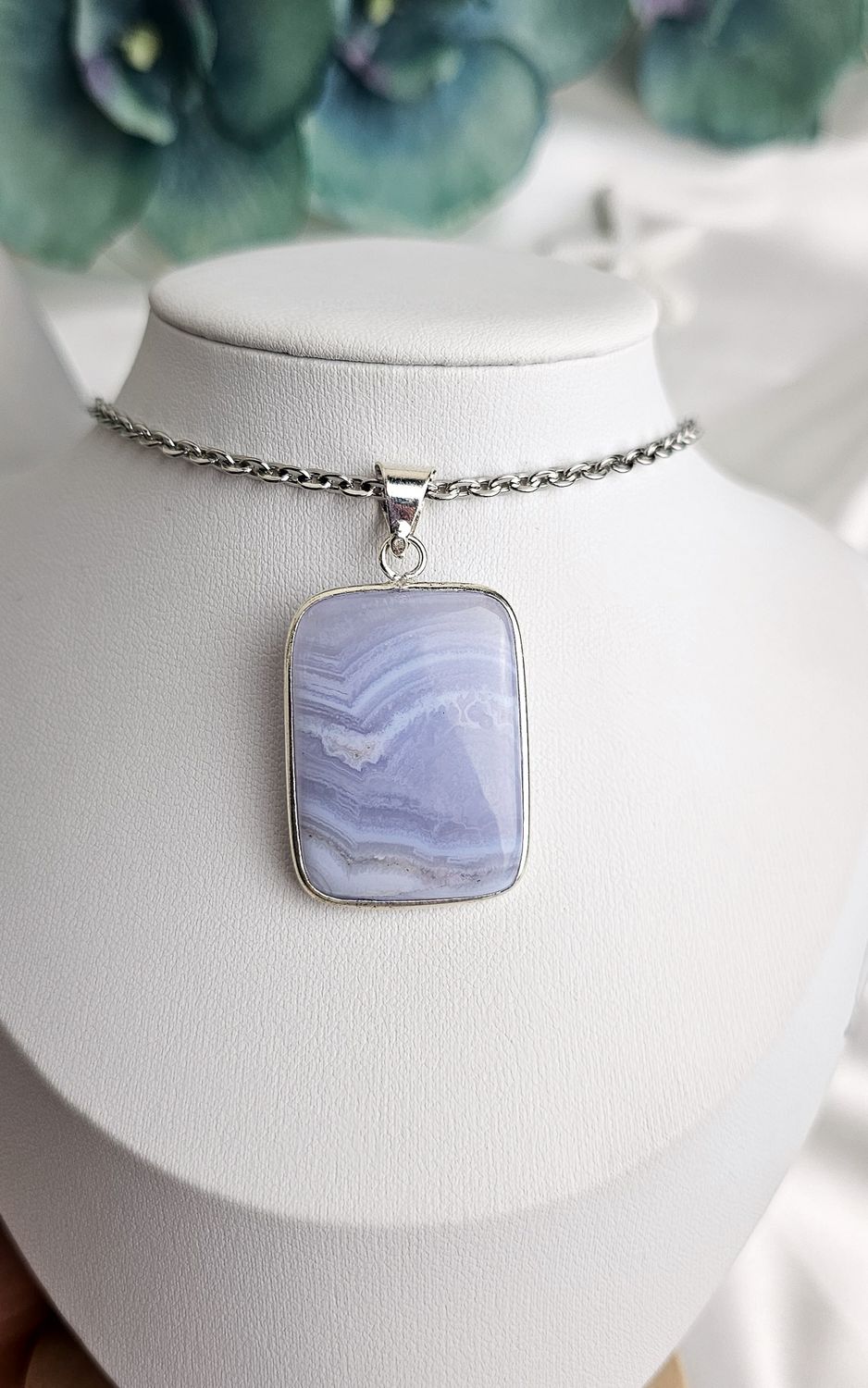 Indian Necklace in Blue Lace Agate n.3