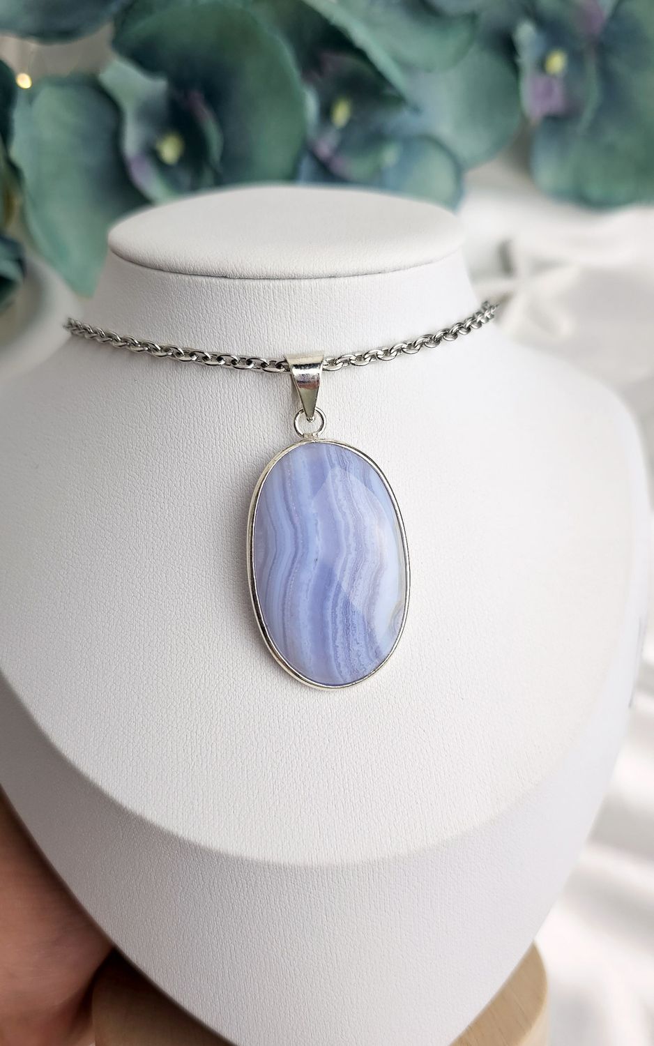 Indian Necklace in Blue Lace Agate n.2