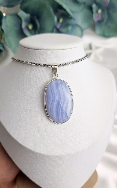 Indian Necklace in Blue Lace Agate n.2