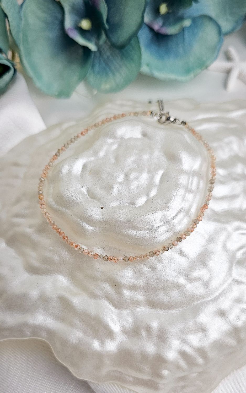 Anklet in Peach Moonstone
