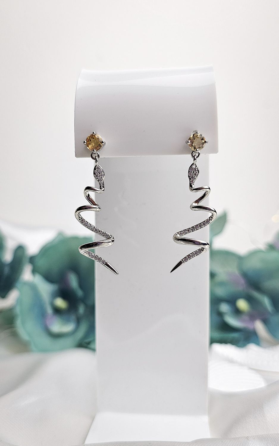 Earrings with Snake in Citrine Quartz (s925)
