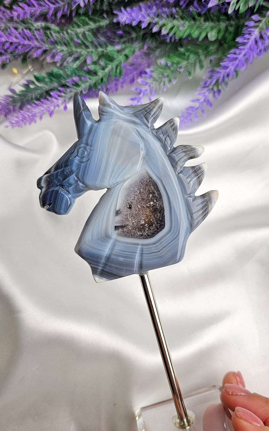 Druzy Grey Agate Unicorn