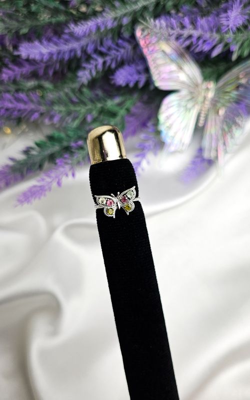 Adjustable Ring with Butterfly in Multicolor Tourmaline n.1 (FROM SIZE 10)