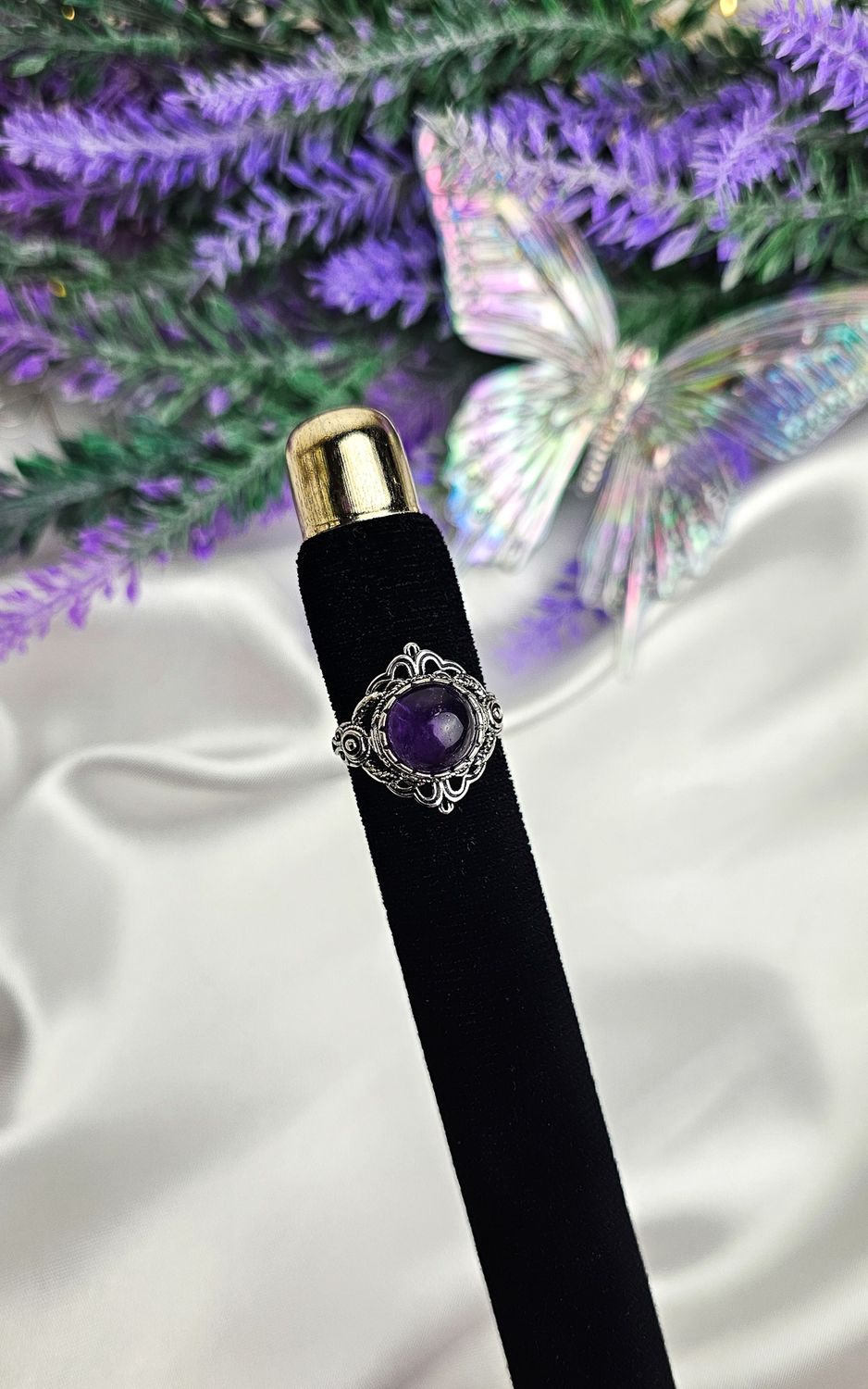 Adjustable Boho Ring in Amethyst n.1 (FROM SIZE 14)