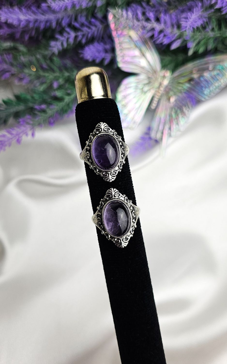 Adjustable Boho Ring in Amethyst n.2 (FROM SIZE 15)