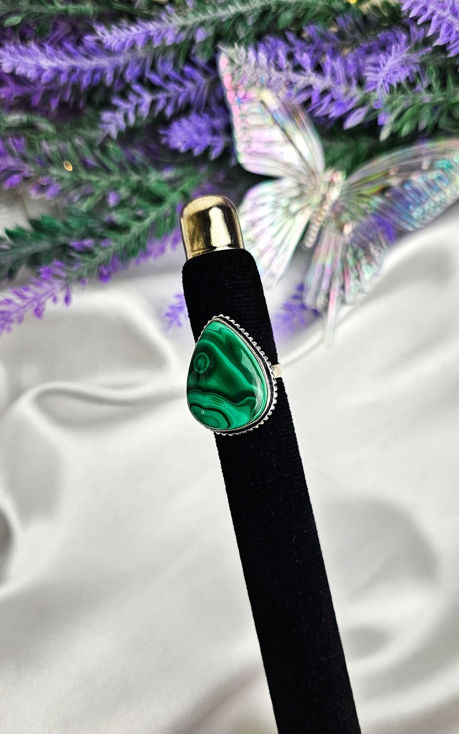 Adjustable Indian Ring in Malachite (FROM SIZE 7)
