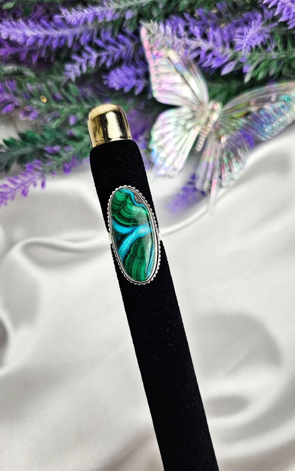 Adjustable Indian Ring in Malachite/Chrysocolla n.2 (FROM SIZE 7)