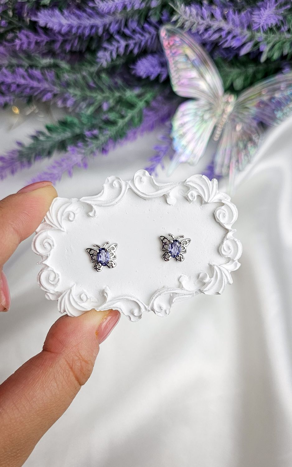 Earrings with Butterflies in Tanzanite (s925)