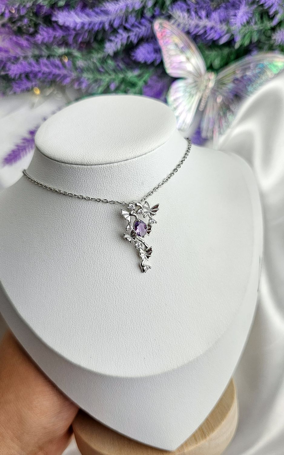 Necklace with Butterflies in Amethyst
