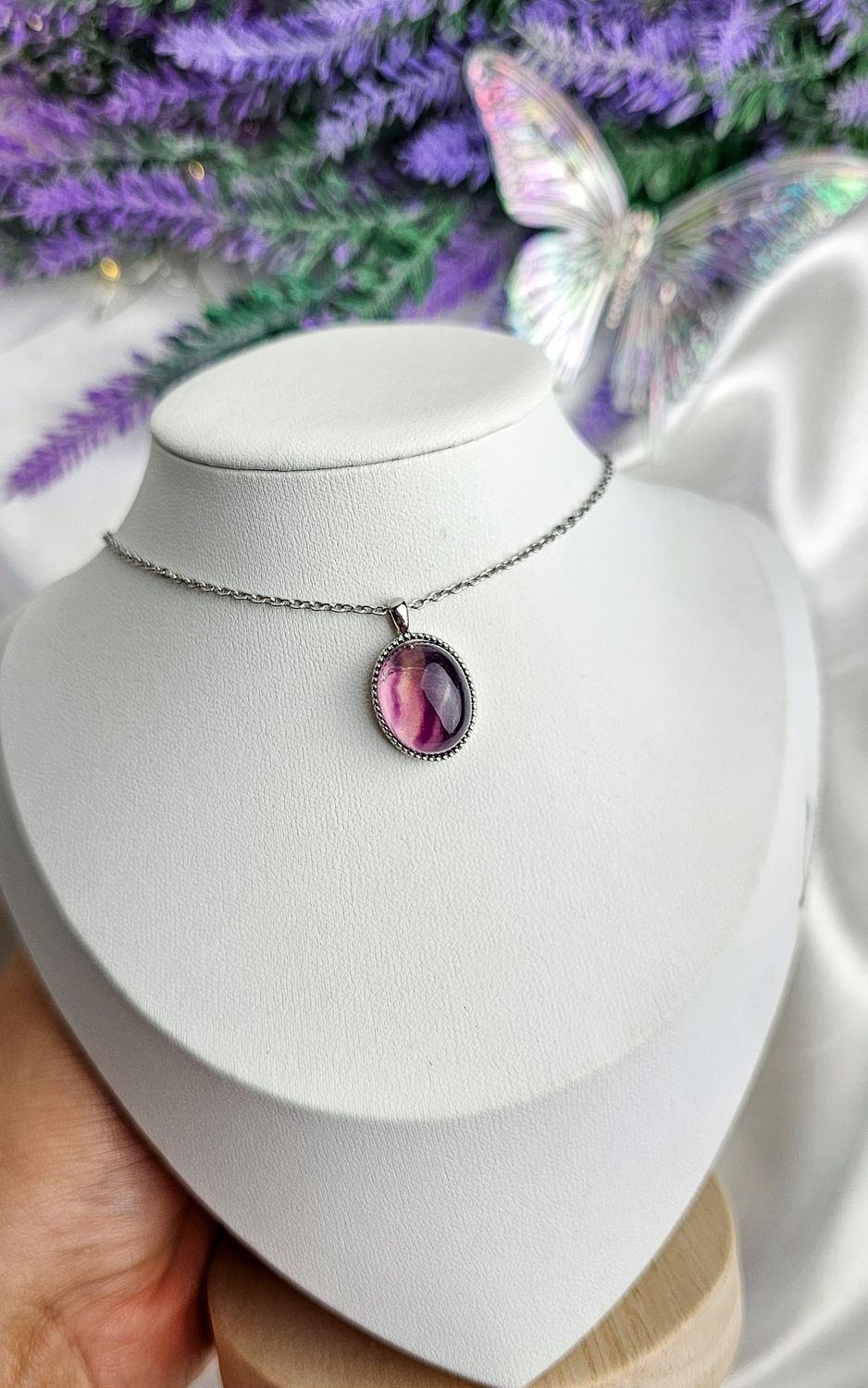 Necklace in Purple Fluorite