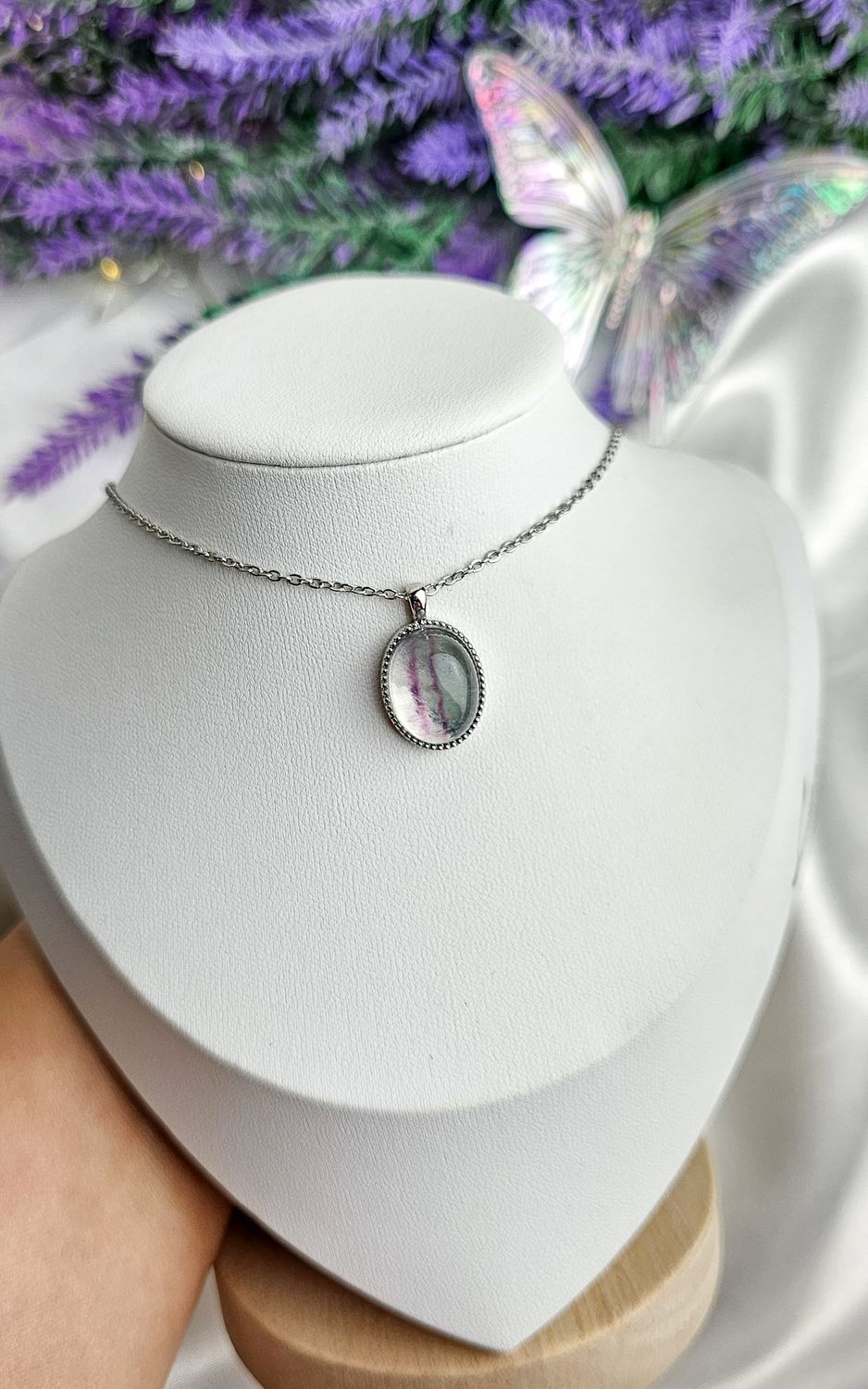 Necklace in Rainbow Fluorite