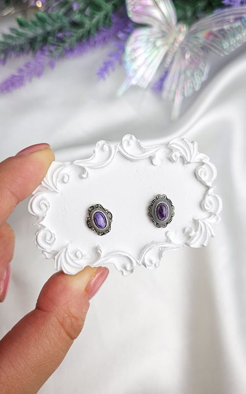 Earrings Mismatched in Charoite (s925)