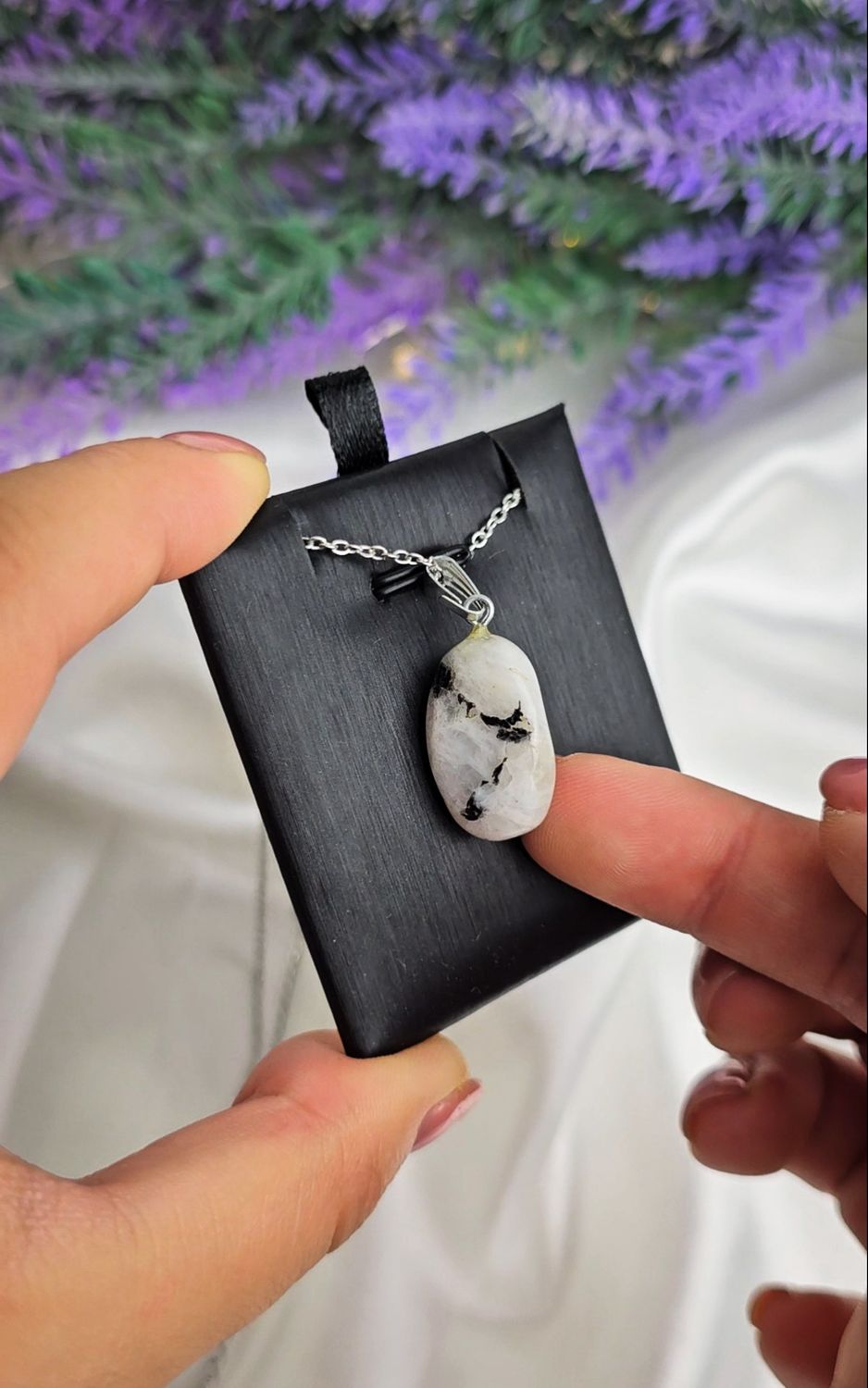 Necklace with Rainbow Moonstone