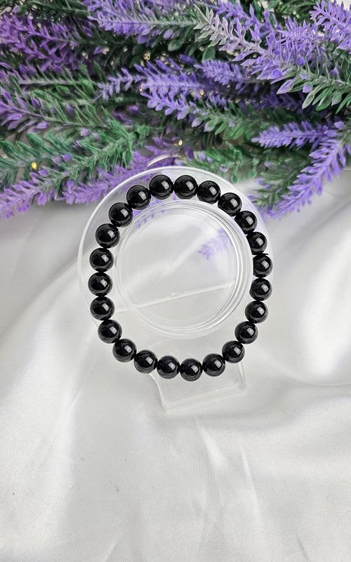 Elastic Bracelet in Black Tourmaline (8mm)