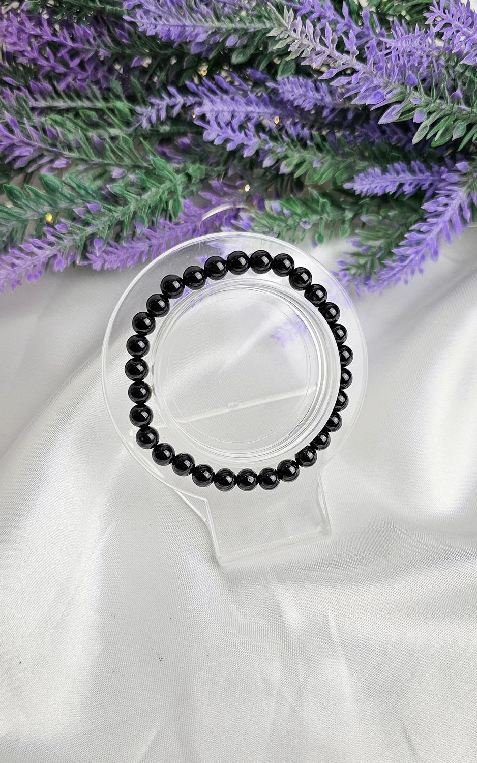 Elastic Bracelet in Black Tourmaline (6mm)