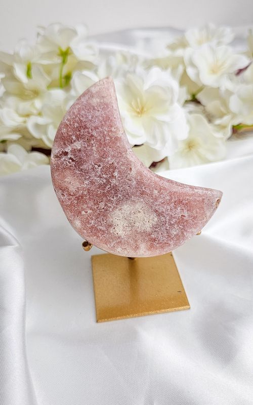 Pink Amethyst Moon on Stand n.2